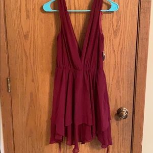 Burgundy low cut dress